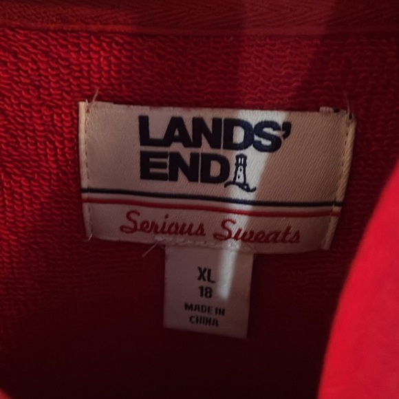 Lands End Red Hooded Sweatshirt Size XL - Picture 5 of 7